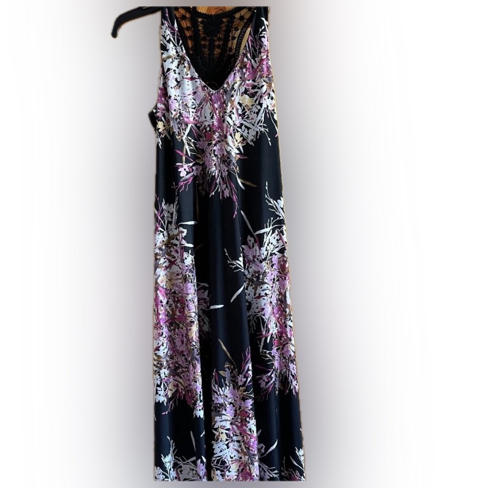 NWOT Julian Taylor Black Floral Maxi Dress Sleeveless Small